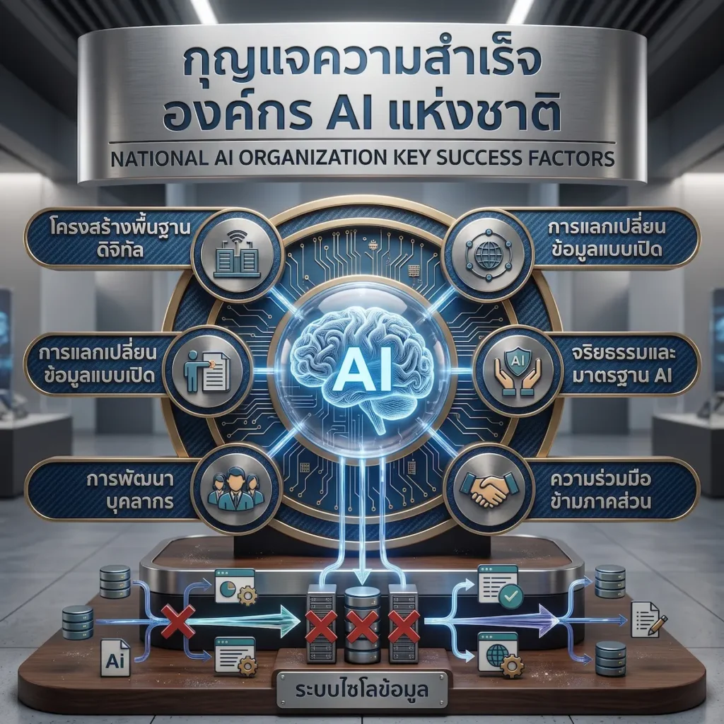 ภาพแนวคิดองค์กร AI แห่งชาติของประเทศไทยในยุคดิจิทัล