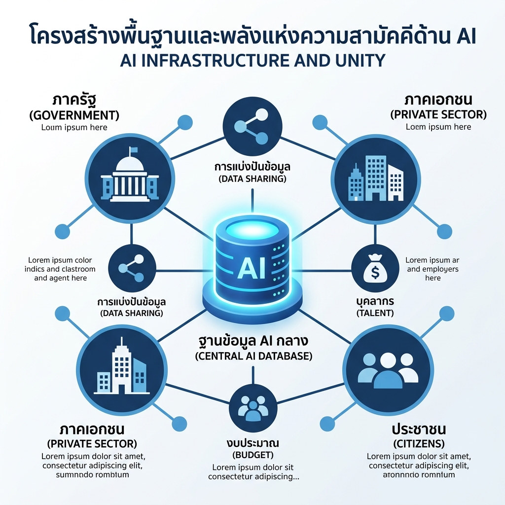 องค์กร AI แห่งชาติ ทางรอดหรือไฟไหม้ฟาง: 30 ปีที่ไอทีไทยต้องก้าวข้าม อินโฟกราฟิกสรุปแนวทางความสำเร็จและอุปสรรคขององค์กร AI แห่งชาติ